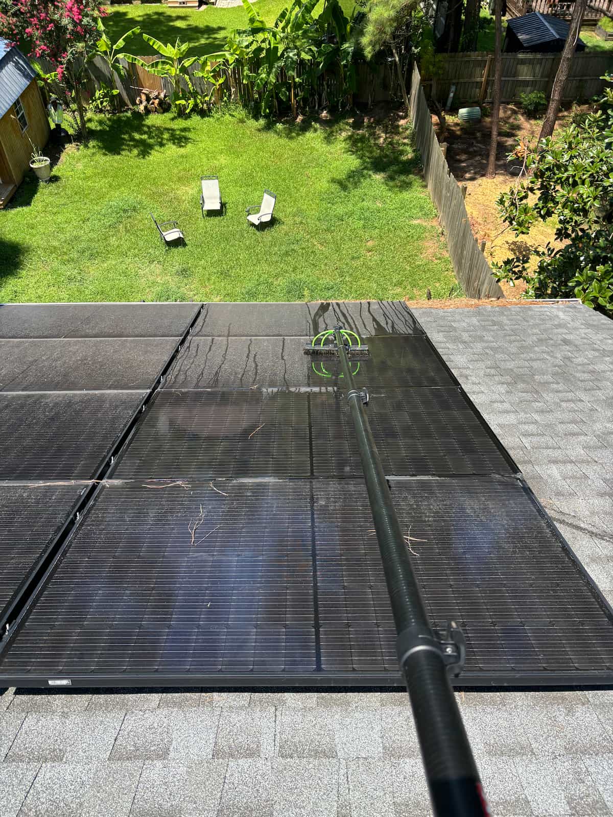 Solar panel cleaning crew working on a home in Martinez, GA
