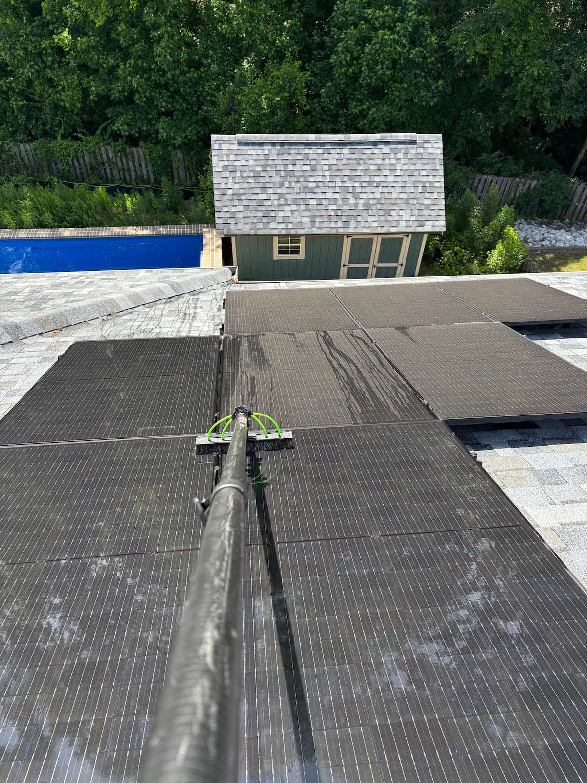 Cleaned solar panel array restored to peak performance