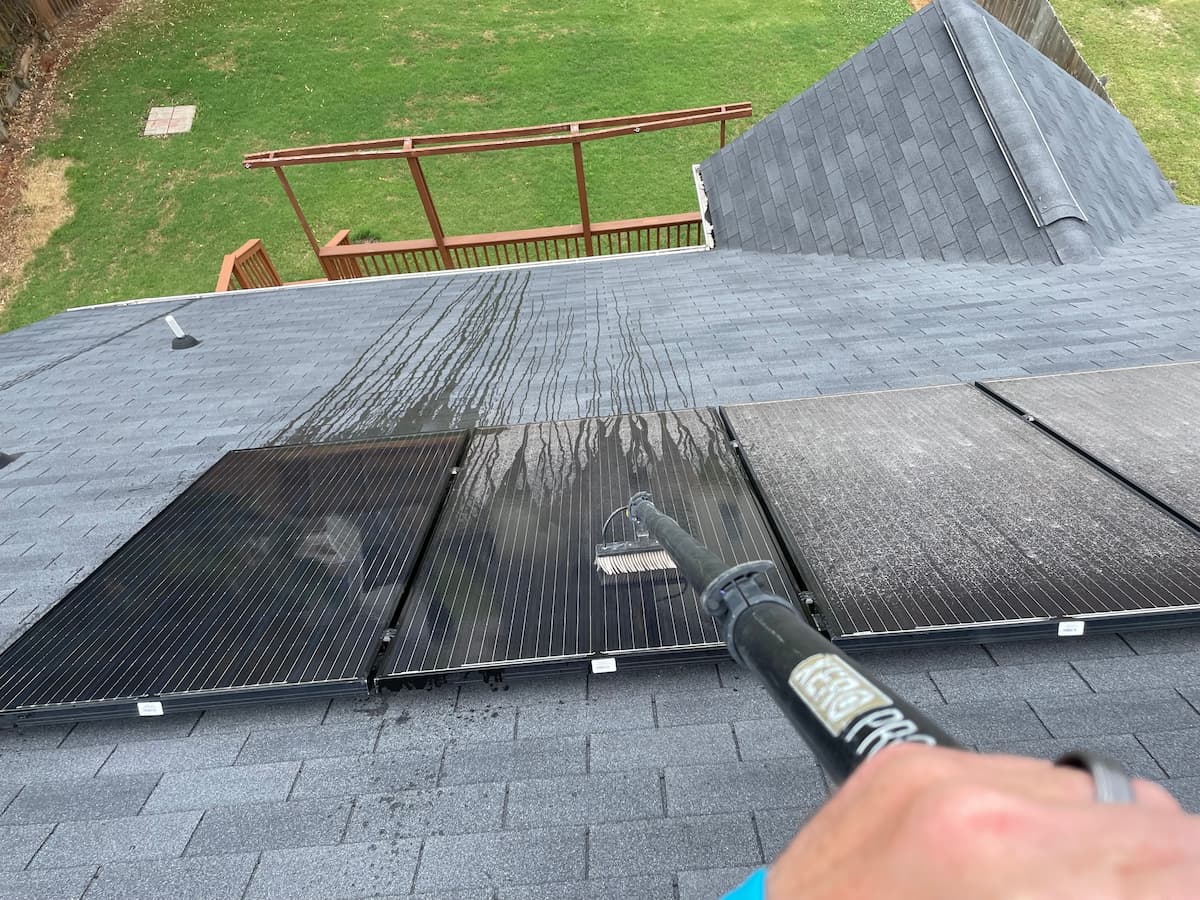 Soft-brush solar panel cleaning by Pristine Panels in Evans, GA